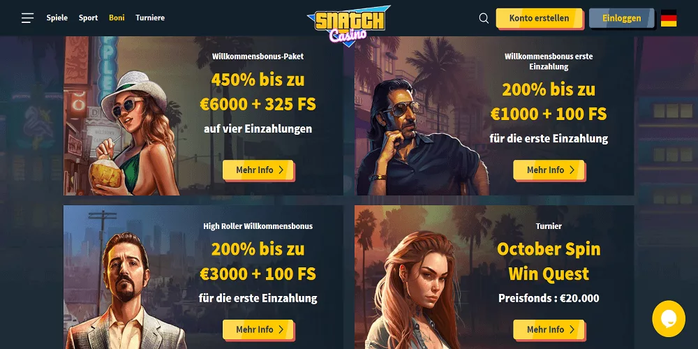 Snatch Casino Aktionen